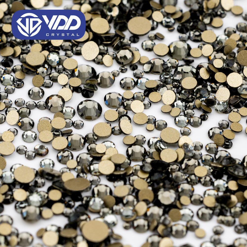 VDD 003 Black Diamond Mix Size SS4-SS20 Clear Crystal Rhinestones Non-hotfix Gold Flatback Glitter Stones Nail Art Crafts DIY Decorations