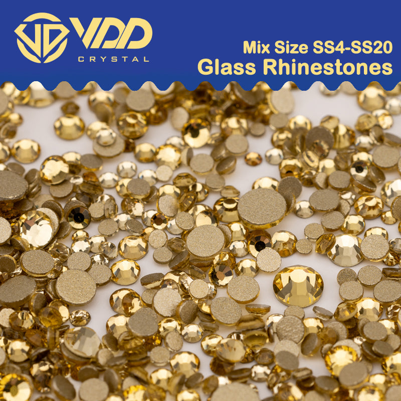 VDD 004 Jonquil Mix Size SS4-SS20 Clear Crystal Rhinestones Non-hotfix Gold Flatback Glitter Stones Nail Art Crafts DIY Decorations