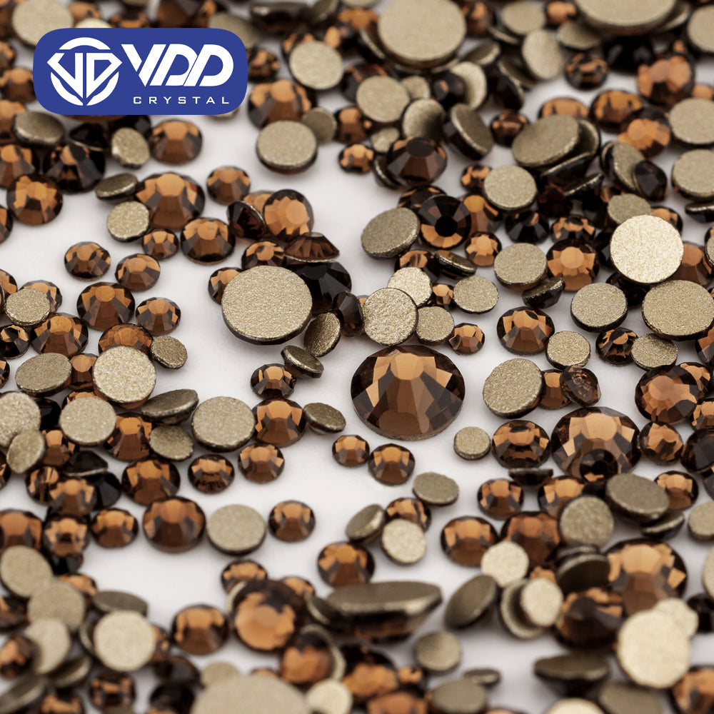 VDD 008 Smoked Topaz Mix Size SS4-SS20 Clear Crystal Rhinestones Non-hotfix Gold Flatback Glitter Stones Nail Art Crafts DIY Decorations