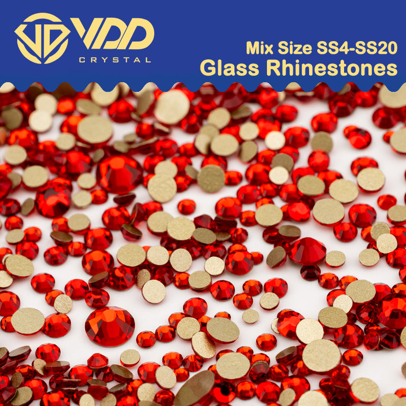 VDD 013 Siam Mix Size SS4-SS20 Clear Crystal Rhinestones Non-hotfix Gold Flatback Glitter Stones Nail Art Crafts DIY Decorations