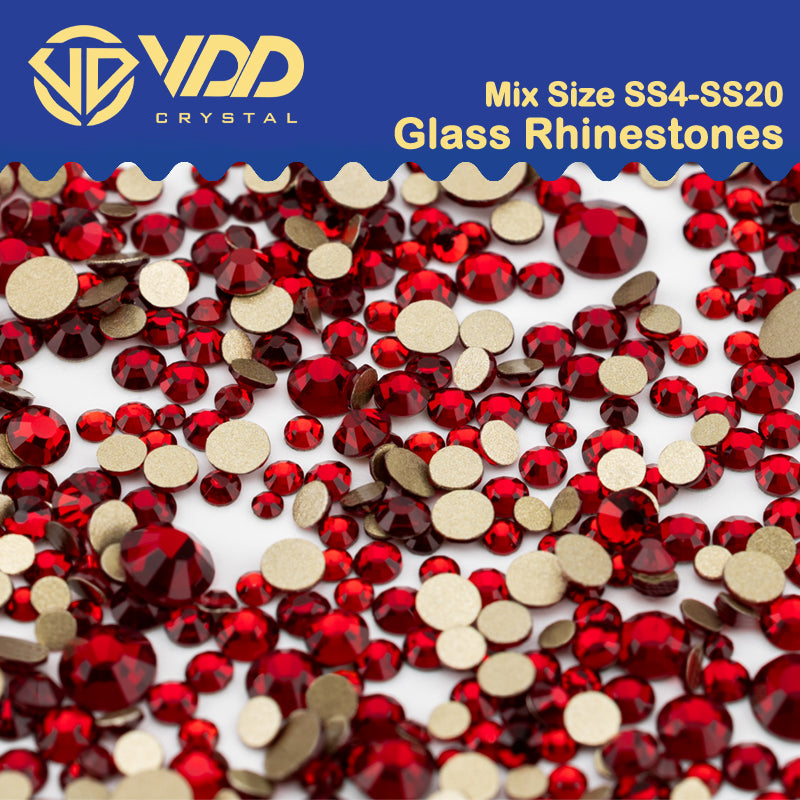 VDD 014 Garnet Mix Size SS4-SS20 Clear Crystal Rhinestones Non-hotfix Gold Flatback Glitter Stones Nail Art Crafts DIY Decorations