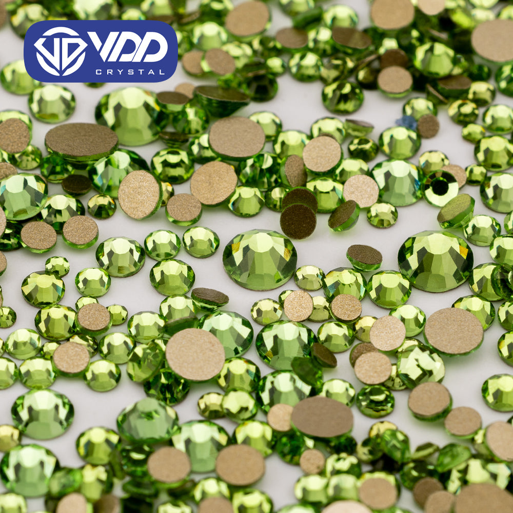 VDD 019 Peridot Mix Size SS4-SS20 Clear Crystal Rhinestones Non-hotfix Gold Flatback Glitter Stones Nail Art Crafts DIY Decorations