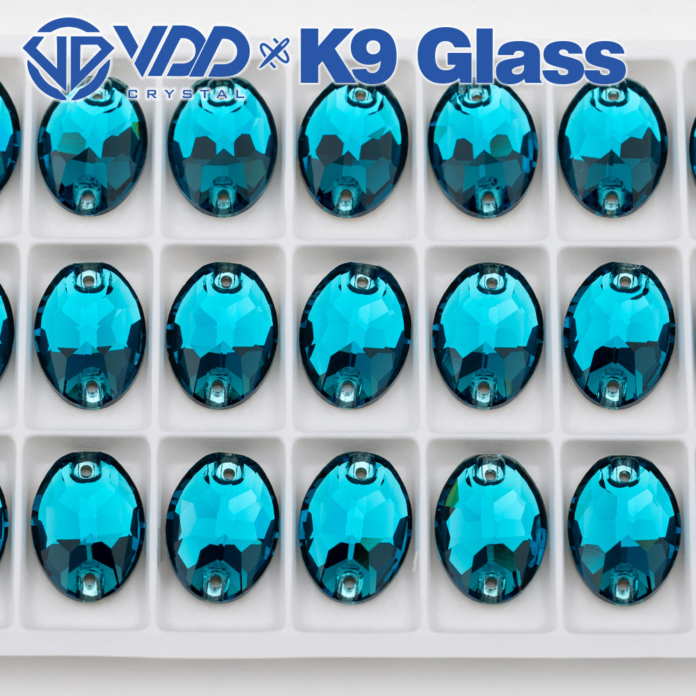 VDD S115 Indicolite Oval Top Quality K9 Glass Sew on Rhinestones Crystal Flatback Sewing Stones for Clothes Decorations
