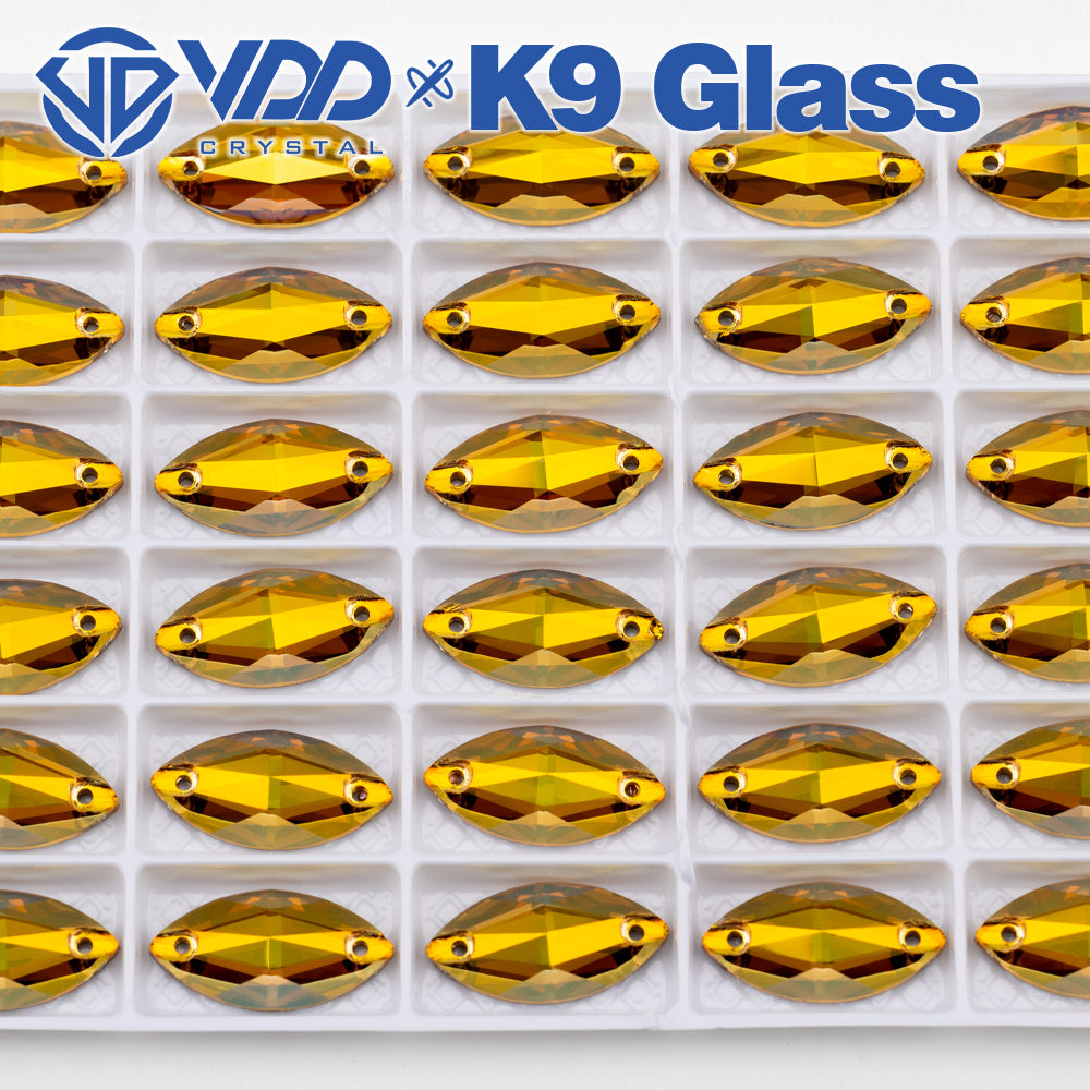 VDD S258 Sunshine Navette Top Quality K9 Glass Sew on Rhinestones Crystal Flatback Sewing Strass Stones for Garment Decorations