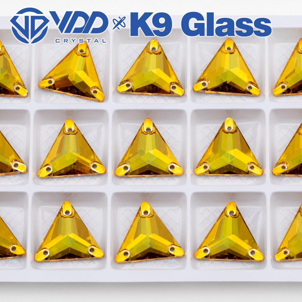 VDD S258 Sunshine Triangle Top Quality K9 Glass Sew on Rhinestones Crystal Flatback Sewing Stones for Clothes Decorations