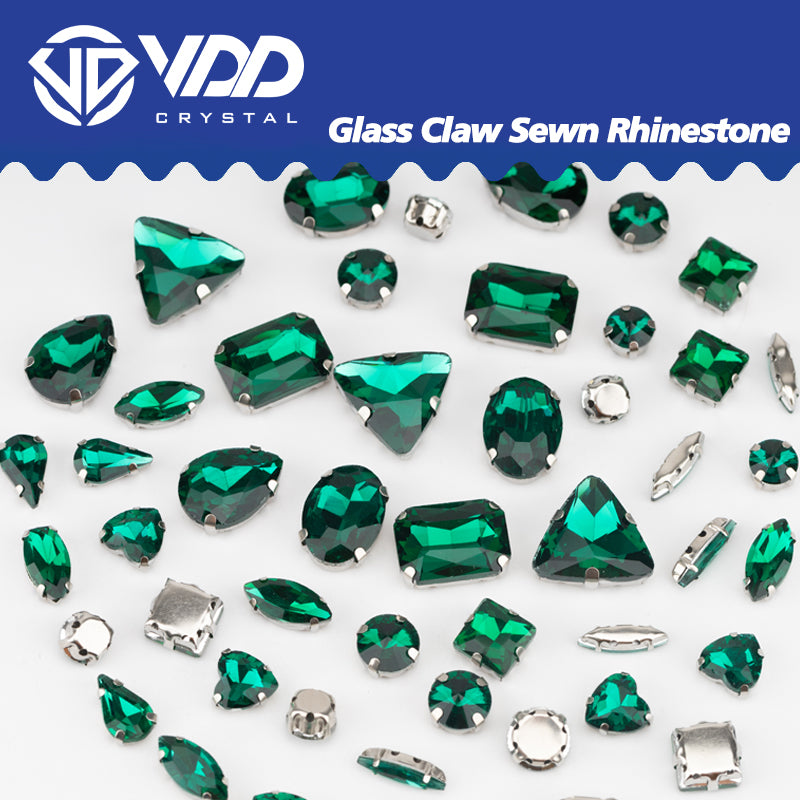 VDD Pore Green Multi Shape Mix Size Glass Sew on Rhinestones Crystal Flatback Stones For DIY Shoes Accessories