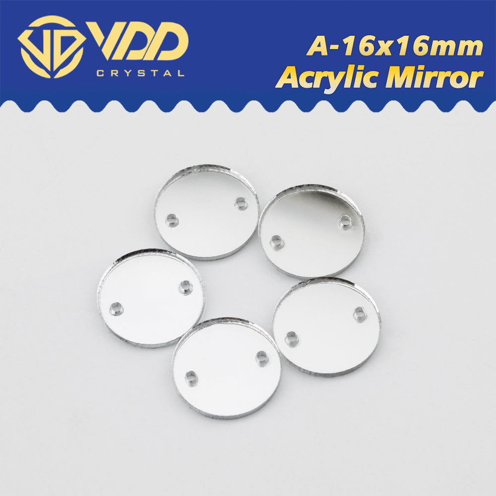 VDD 30/60/200Pcs A-16x16mm White Acrylic Mirror Sewing Rhinestones Sew On DIY Crafts Flat Back Sewing For Garment Decorations