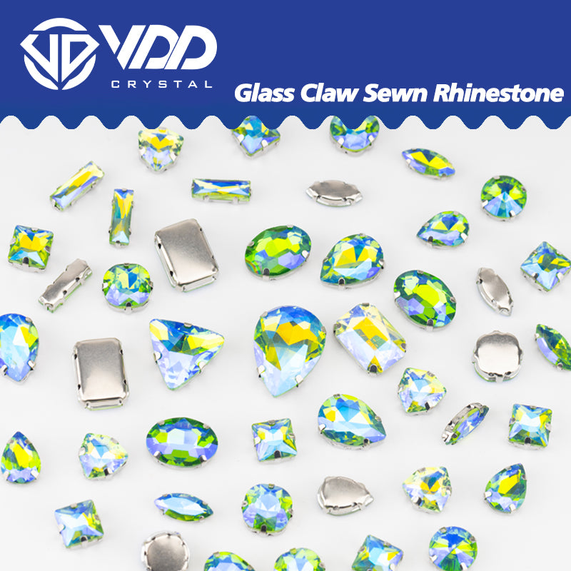VDD Peridot AB Multi Shape Mix Size Glass Sew on Rhinestones Crystal Flatback Stones For DIY Shoes Accessories