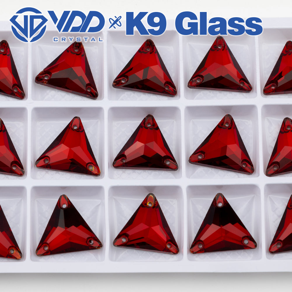 VDD S110 Garnet Triangle Top Quality K9 Glass Sew on Rhinestones Crystal Flatback Sewing Stones for Clothes Decorations