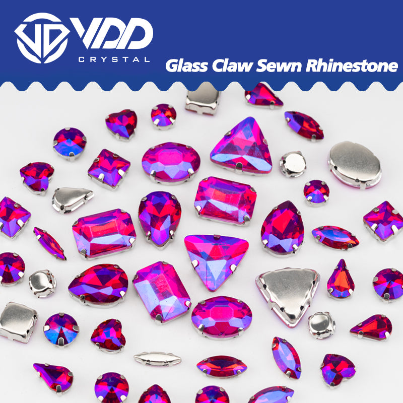 VDD Rose AB Multi Shape Mix Size Glass Sew on Rhinestones Crystal Flatback Stones For DIY Shoes Accessories