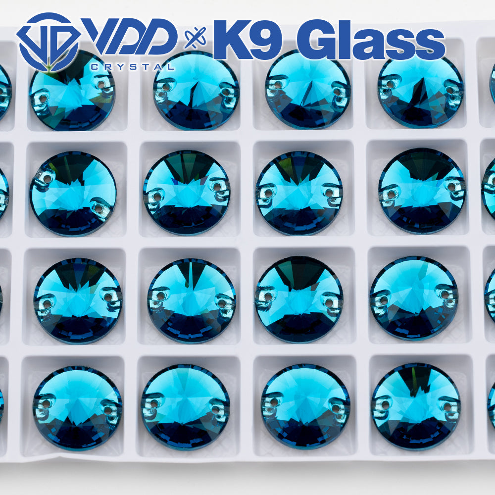 VDD Rivoli S115 Indicolite Top Quality K9 Glass Sew on Rhinestones Crystal Flatback Sewing Strass Stones for Garment Wedding Dress