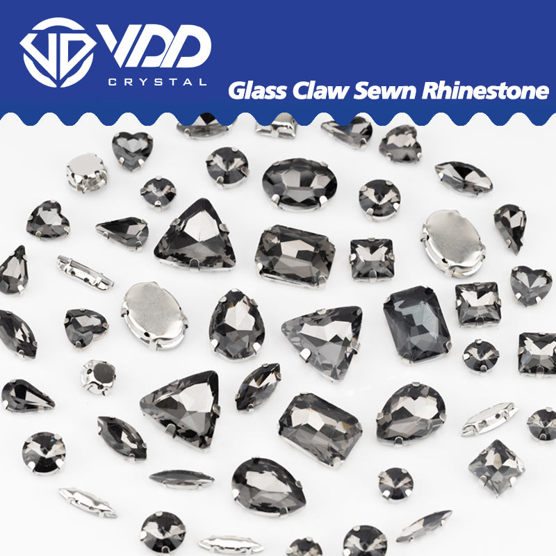VDD Black Diamond Multi Shape Mix Size Glass Sew on Rhinestones Crystal Flatback Stones For DIY Shoes Accessories