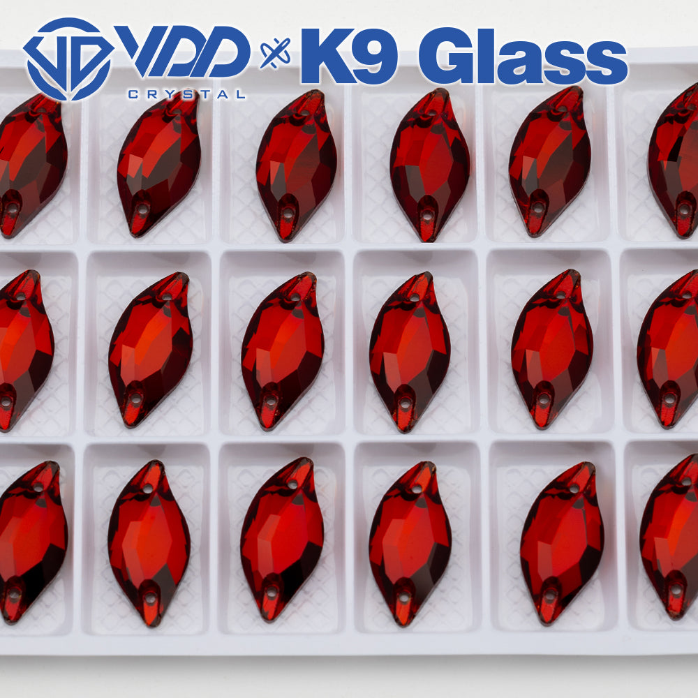 VDD S110 Garnet Leaf Top Quality K9 Glass Sew on Rhinestones Crystal Flatback Sewing Stones for Clothes Decorations