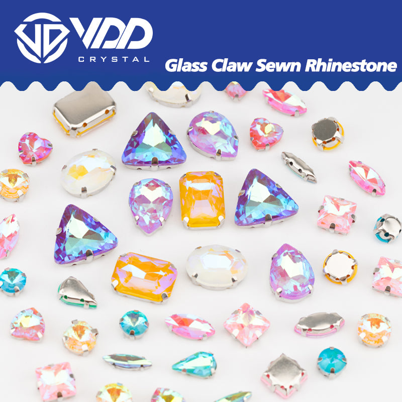 VDD Mocha Mix Color Multi Shape Mix Size Glass Sew on Rhinestones Crystal Flatback Stones For DIY Shoes Accessories