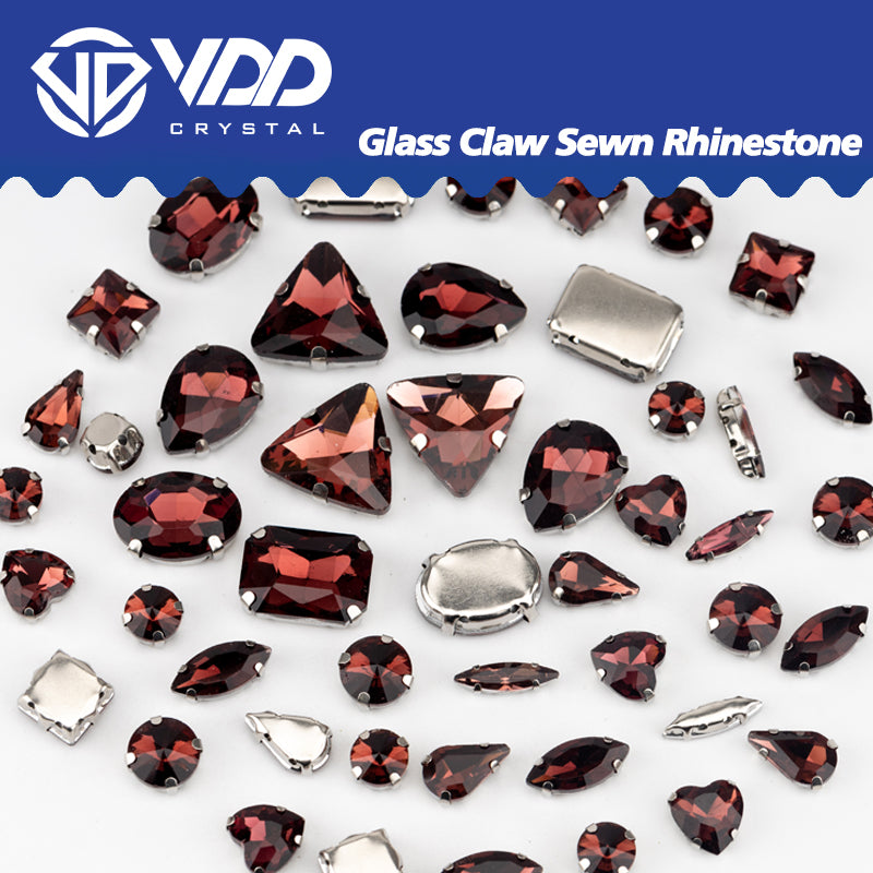 VDD Wine Red Multi Shape Mix Size Glass Sew on Rhinestones Crystal Flatback Stones For DIY Shoes Accessories