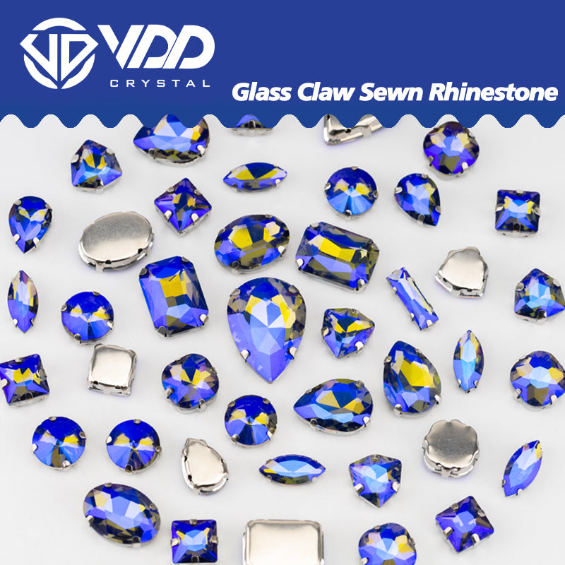 VDD Black Diamond AB Multi Shape Mix Size Glass Sew on Rhinestones Crystal Flatback Stones For DIY Shoes Accessories