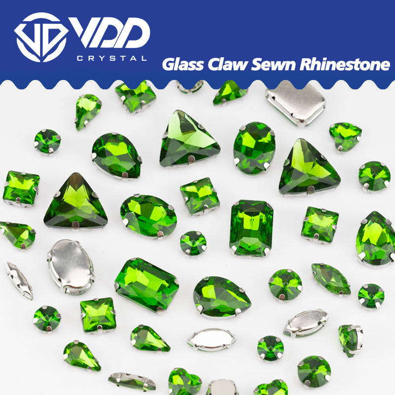 VDD Green Multi Shape Mix Size Glass Sew on Rhinestones Crystal Flatback Stones For DIY Shoes Accessories