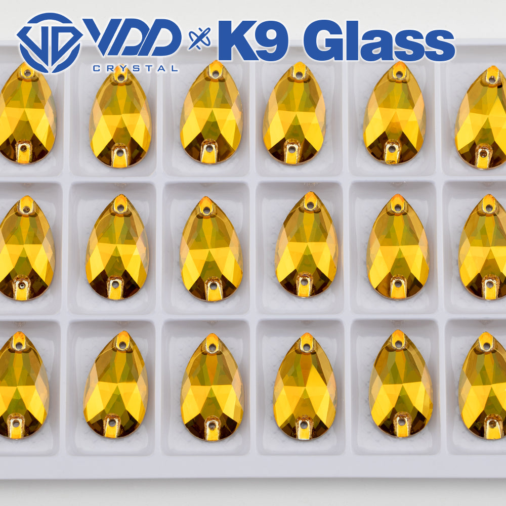 VDD S258 Sunshine Pear Top Quality K9 Glass Sew on Rhinestones Crystal Flatback Sewing Strass Stones for DIY Garment Decorations