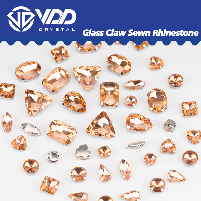 VDD Peach Multi Shape Mix Size Glass Sew on Rhinestones Crystal Flatback Stones For DIY Shoes Accessories