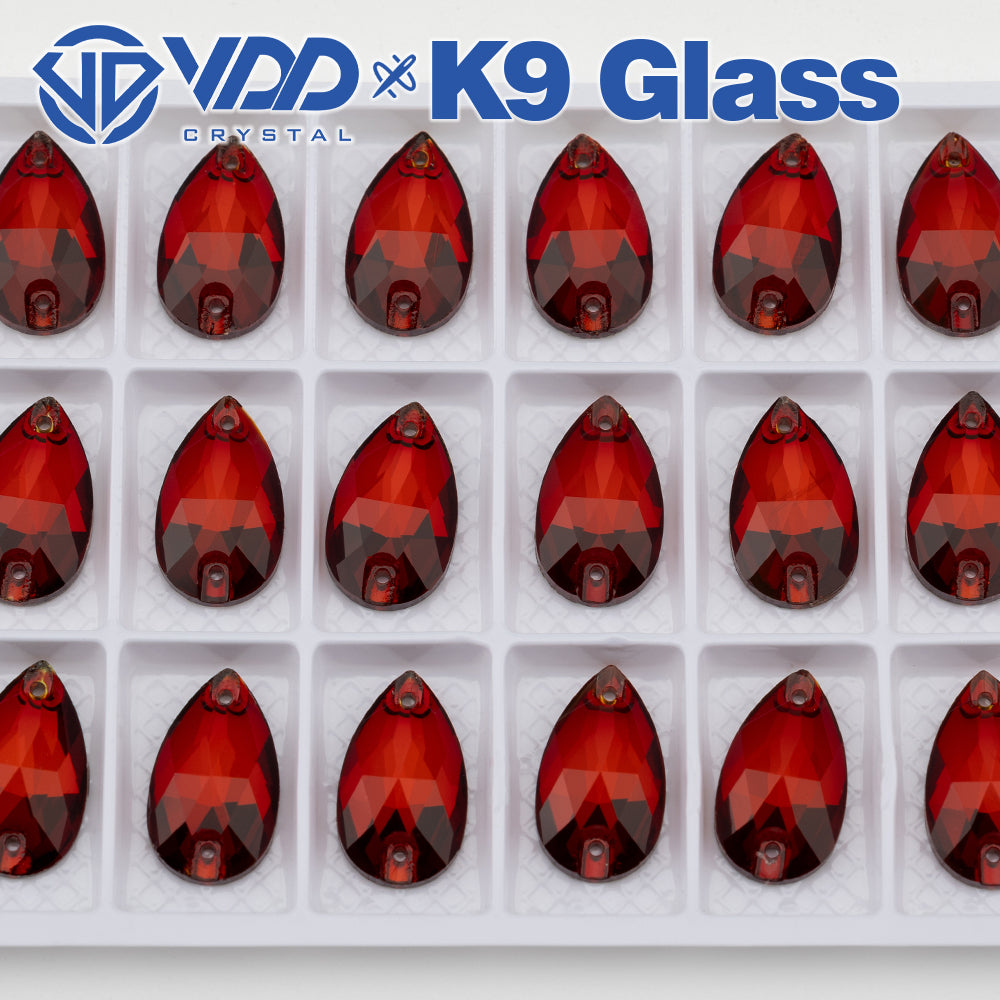 VDD S110 Garnet Pear Top Quality K9 Glass Sew on Rhinestones Crystal Flatback Sewing Strass Stones for DIY Garment Decorations