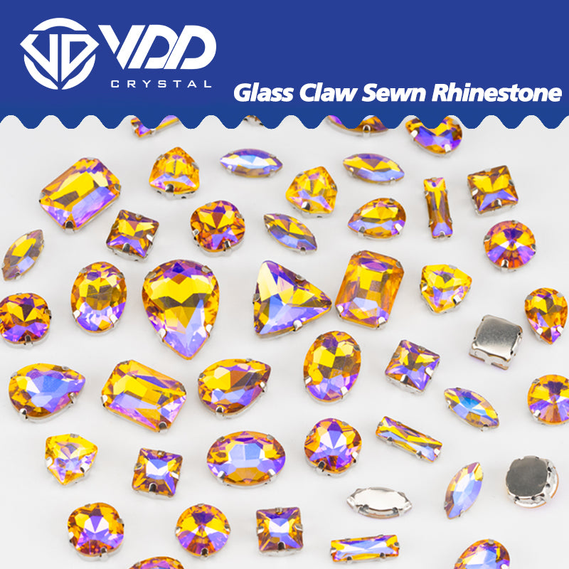 VDD Topaz AB Multi Shape Mix Size Glass Sew on Rhinestones Crystal Flatback Stones For DIY Shoes Accessories