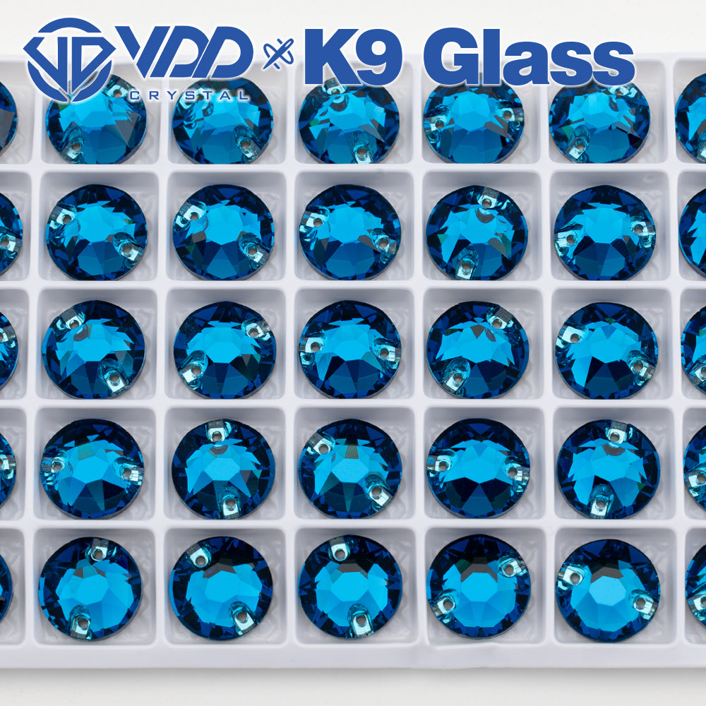 VDD S115 Indicolite 8 Big 8 Small Top Quality K9 Glass Sew on Rhinestones Crystal Flatback Sewing Stones for Clothes Decorations