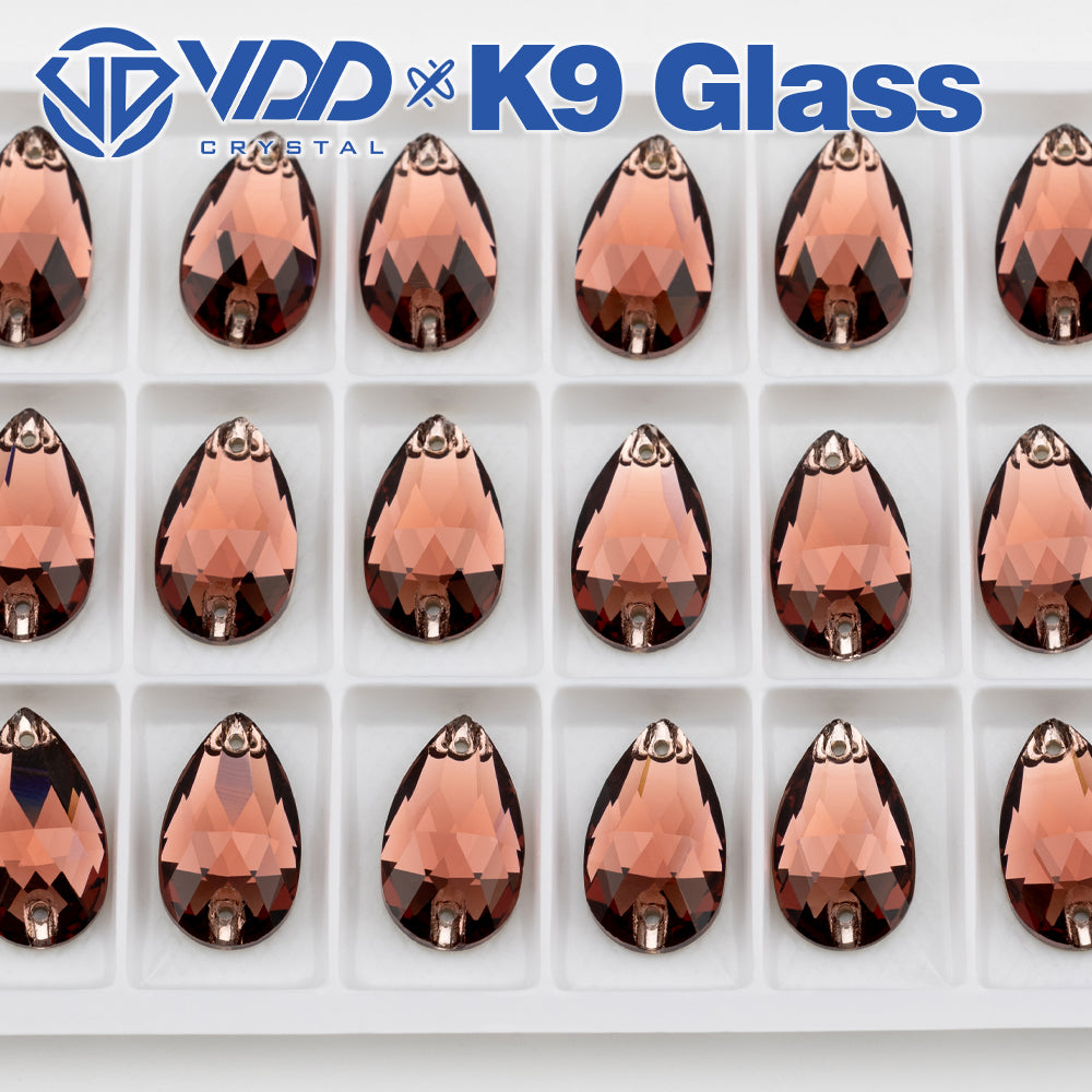 VDD S111 Wine Pear Top Quality K9 Glass Sew on Rhinestones Crystal Flatback Sewing Strass Stones for DIY Garment Decorations