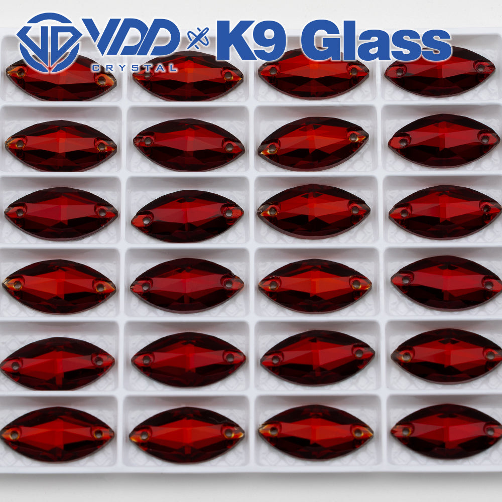 VDD S110 Garnet Navette Top Quality K9 Glass Sew on Rhinestones Crystal Flatback Sewing Strass Stones for Garment Decorations