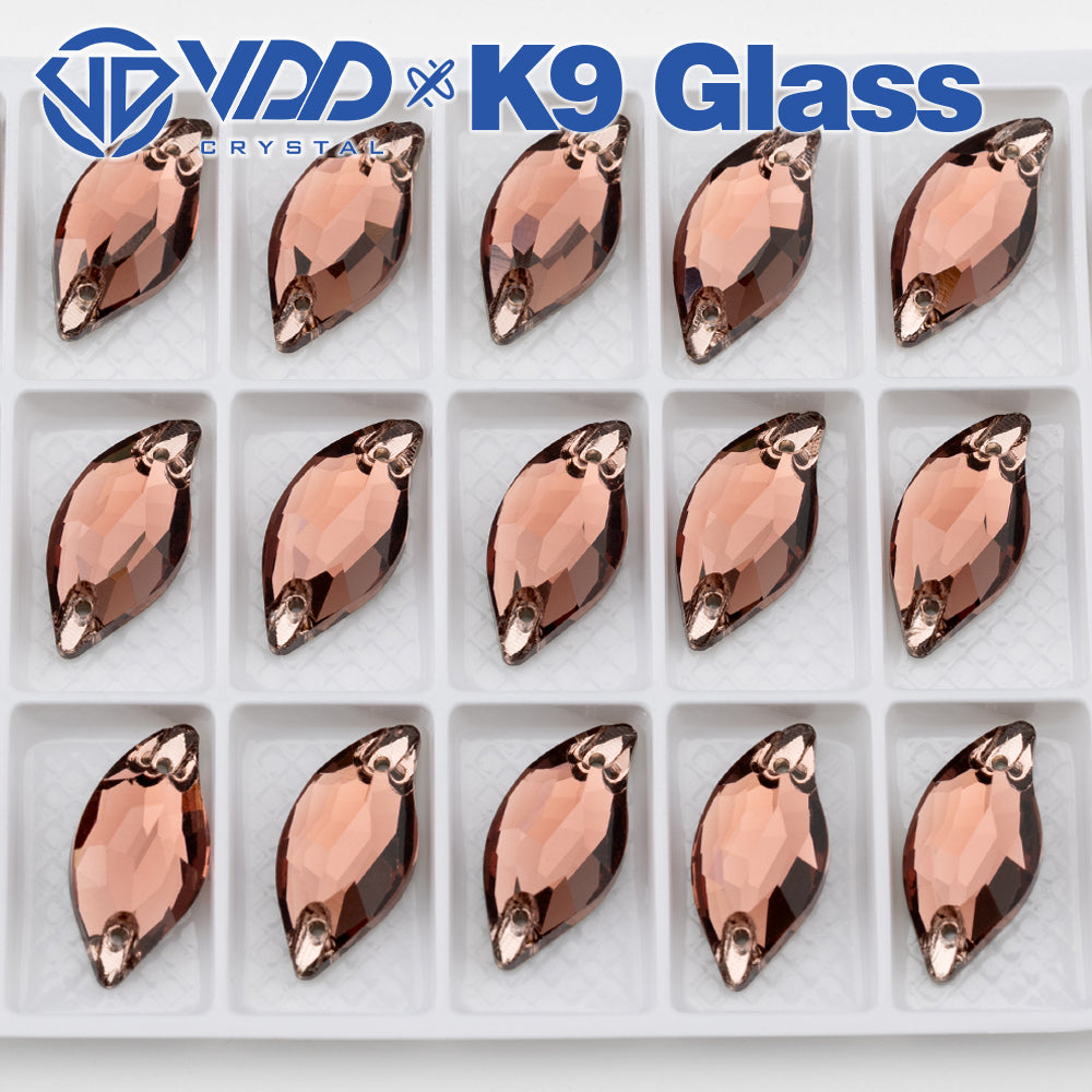 VDD S111 Wine Leaf Top Quality K9 Glass Sew on Rhinestones Crystal Flatback Sewing Stones for Clothes Decorations