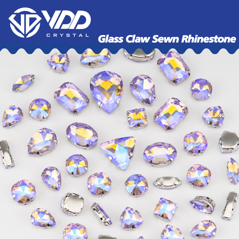 VDD Violet AB Multi Shape Mix Size Glass Sew on Rhinestones Crystal Flatback Stones For DIY Shoes Accessories