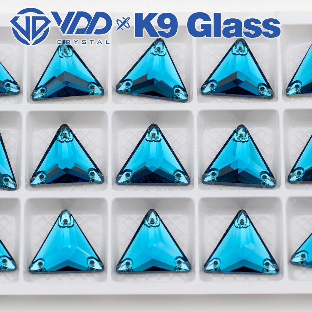 VDD S115 Indicolite Triangle Top Quality K9 Glass Sew on Rhinestones Crystal Flatback Sewing Stones for Clothes Decorations