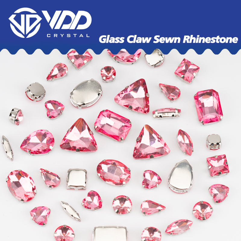 VDD Light Rose Multi Shape Mix Size Glass Sew on Rhinestones Crystal Flatback Stones For DIY Shoes Accessories