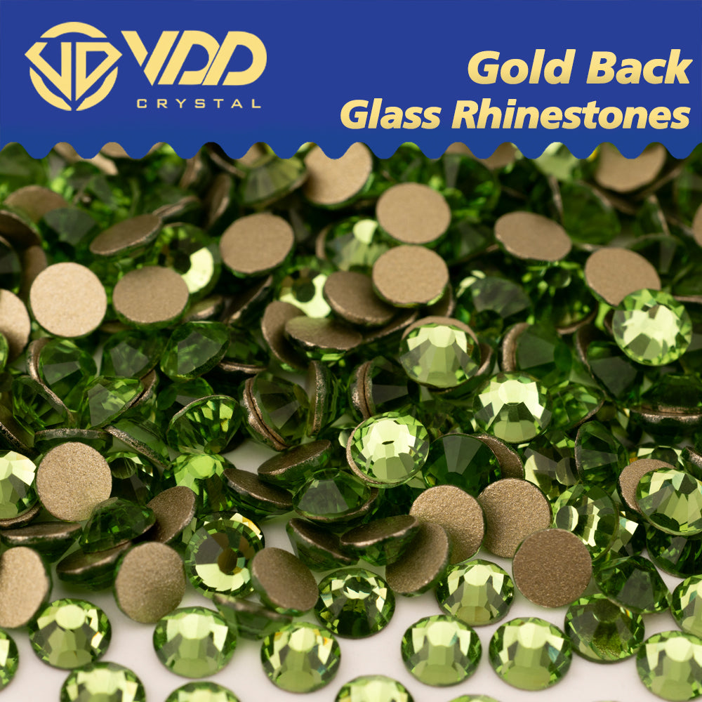 VDD 019 Peridot High Quality Glass Rhinestones Crystal Gold Flatback Strass Stones For Nail Art Crafts DIY Decorations