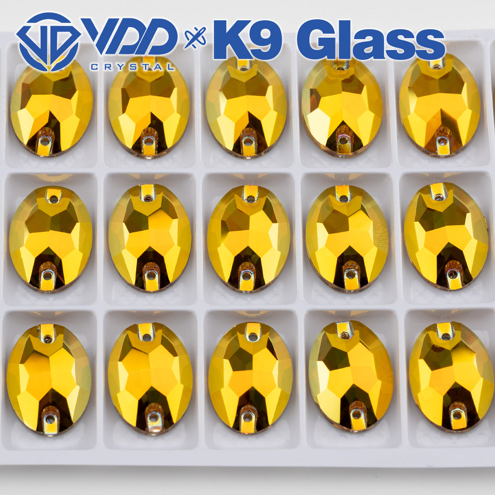 VDD S258 Sunshine Oval Top Quality K9 Glass Sew on Rhinestones Crystal Flatback Sewing Stones for Clothes Decorations