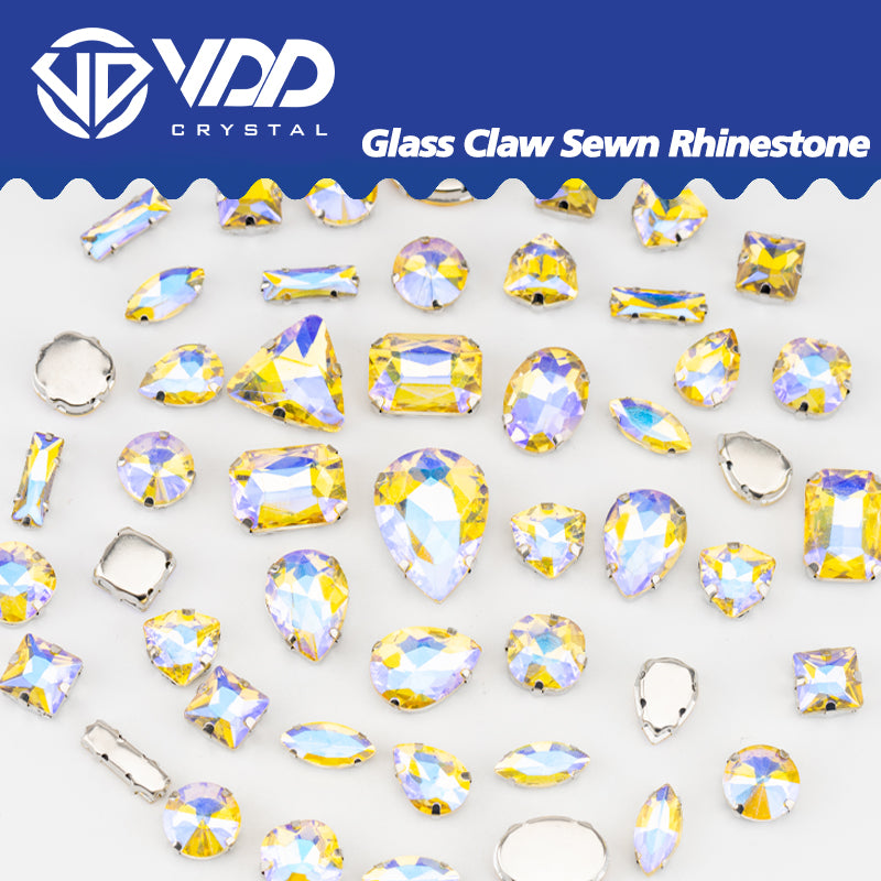 VDD Jonquil AB Multi Shape Mix Size Glass Sew on Rhinestones Crystal Flatback Stones For DIY Shoes Accessories