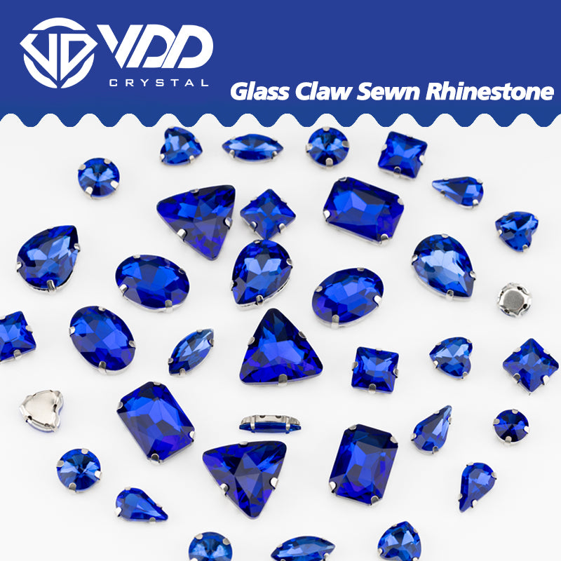 VDD Sapphire Multi Shape Mix Size Glass Sew on Rhinestones Crystal Flatback Stones For DIY Shoes Accessories