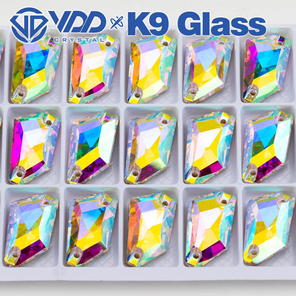 VDD Strange Rhombus Top Quality K9 Glass Sewing Crystal AB Flatback Sew on Rhinestones for Craft Clothes Accessories Dress