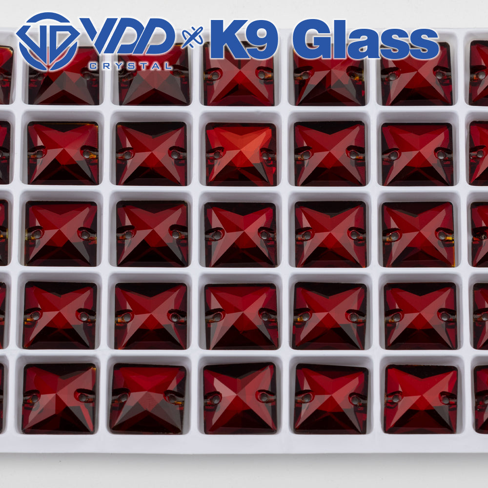 VDD S110 Garnet Square Top Quality K9 Glass Sew on Rhinestones Crystal Flatback Sewing Stones for Clothes Decorations