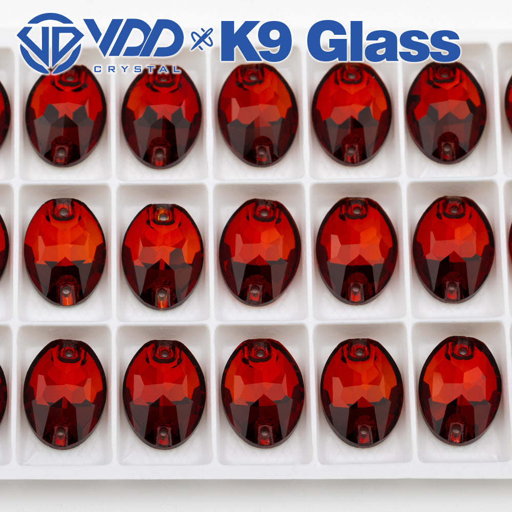VDD S110 Garnet Oval Top Quality K9 Glass Sew on Rhinestones Crystal Flatback Sewing Stones for Clothes Decorations