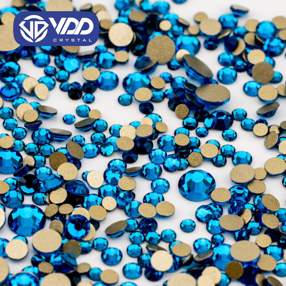 VDD 029 Capri Blue Mix Size SS4-SS20 Clear Crystal Rhinestones Non-hotfix Gold Flatback Glitter Stones Nail Art Crafts DIY Decorations