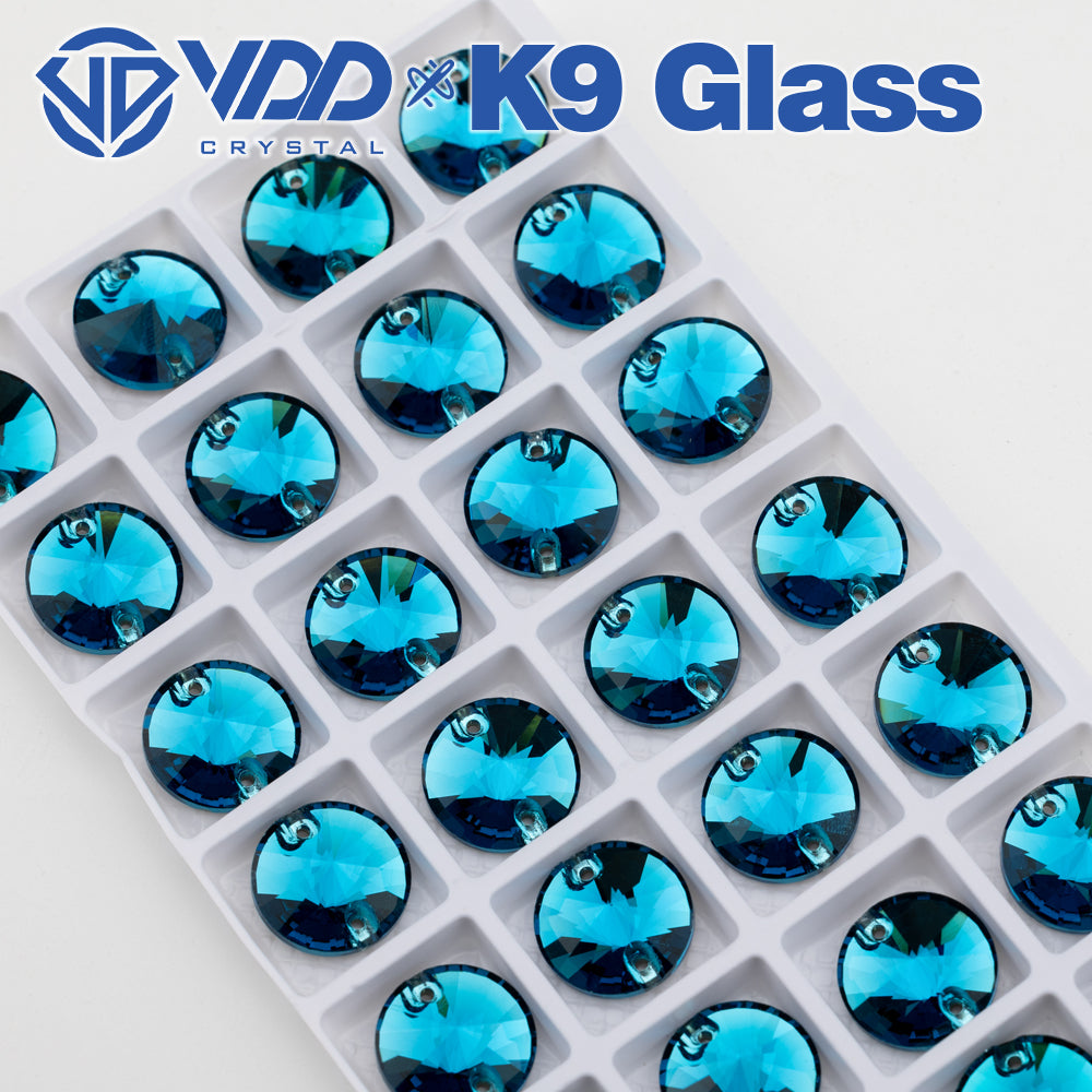 VDD Rivoli S115 Indicolite Top Quality K9 Glass Sew on Rhinestones Crystal Flatback Sewing Strass Stones for Garment Wedding Dress