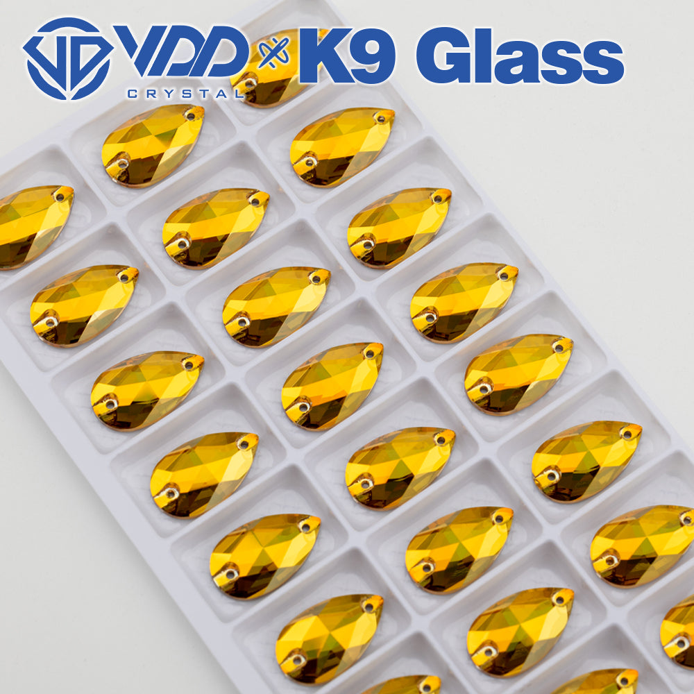 VDD S258 Sunshine Pear Top Quality K9 Glass Sew on Rhinestones Crystal Flatback Sewing Strass Stones for DIY Garment Decorations