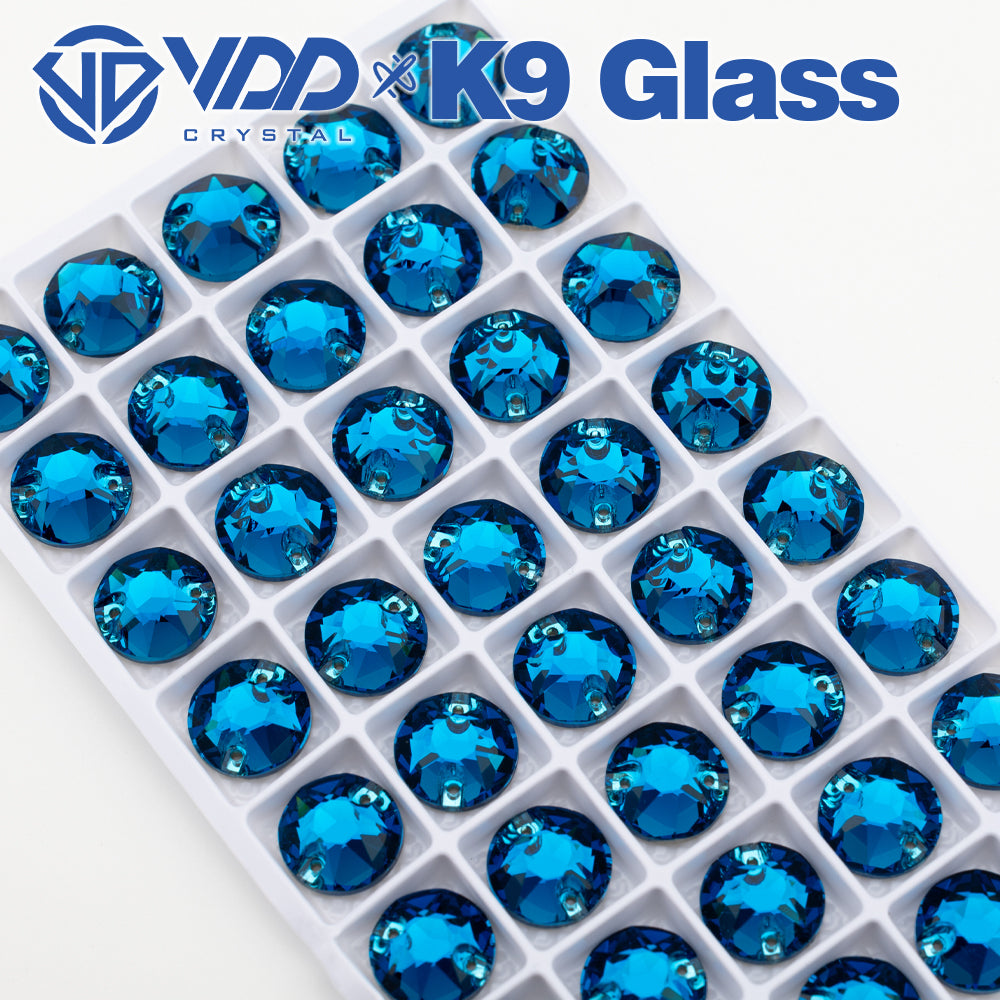 VDD S115 Indicolite 8 Big 8 Small Top Quality K9 Glass Sew on Rhinestones Crystal Flatback Sewing Stones for Clothes Decorations