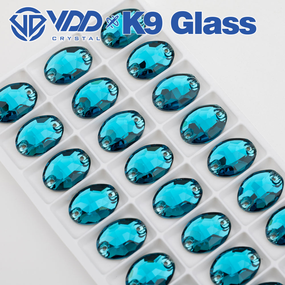 VDD S115 Indicolite Oval Top Quality K9 Glass Sew on Rhinestones Crystal Flatback Sewing Stones for Clothes Decorations