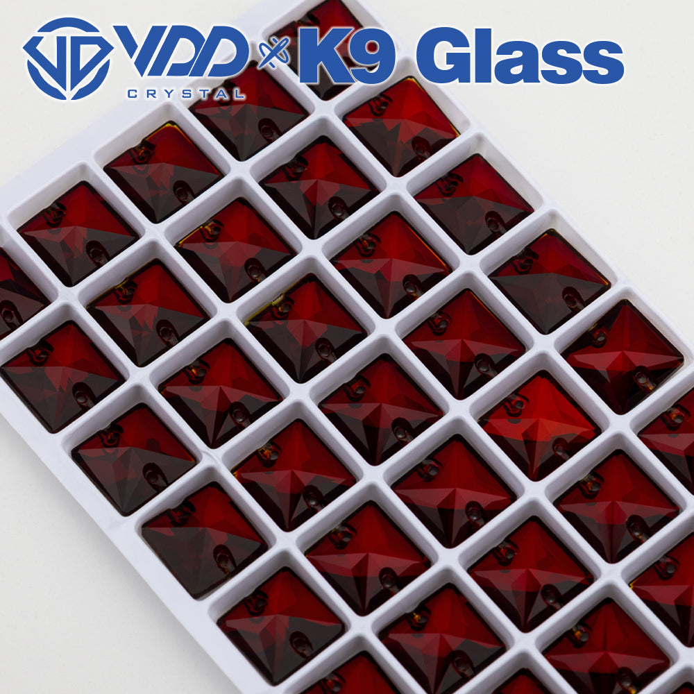 VDD S110 Garnet Square Top Quality K9 Glass Sew on Rhinestones Crystal Flatback Sewing Stones for Clothes Decorations
