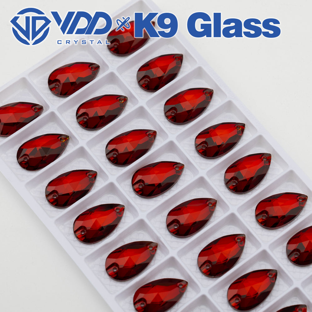 VDD S110 Garnet Pear Top Quality K9 Glass Sew on Rhinestones Crystal Flatback Sewing Strass Stones for DIY Garment Decorations