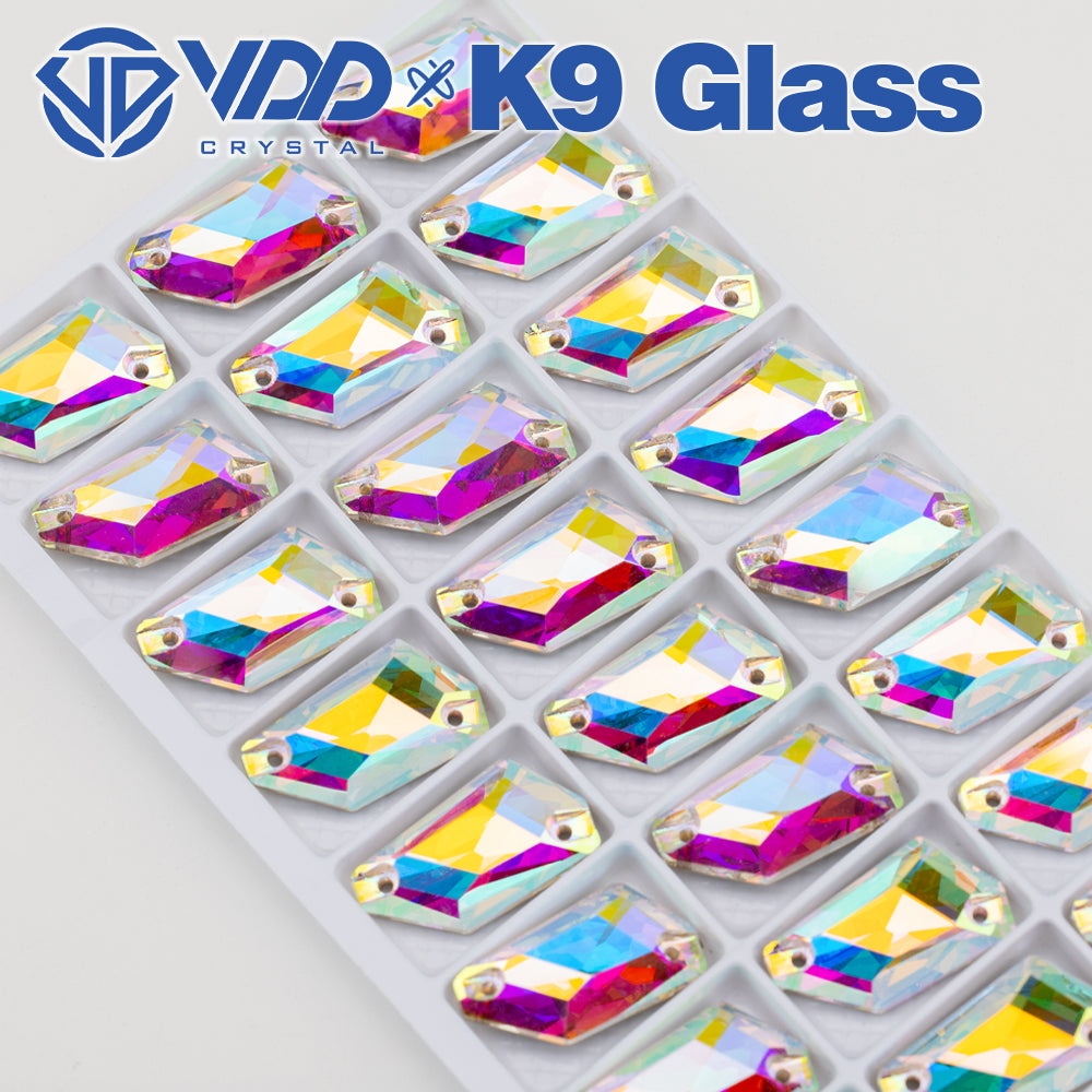 VDD Strange Rhombus Top Quality K9 Glass Sewing Crystal AB Flatback Sew on Rhinestones for Craft Clothes Accessories Dress