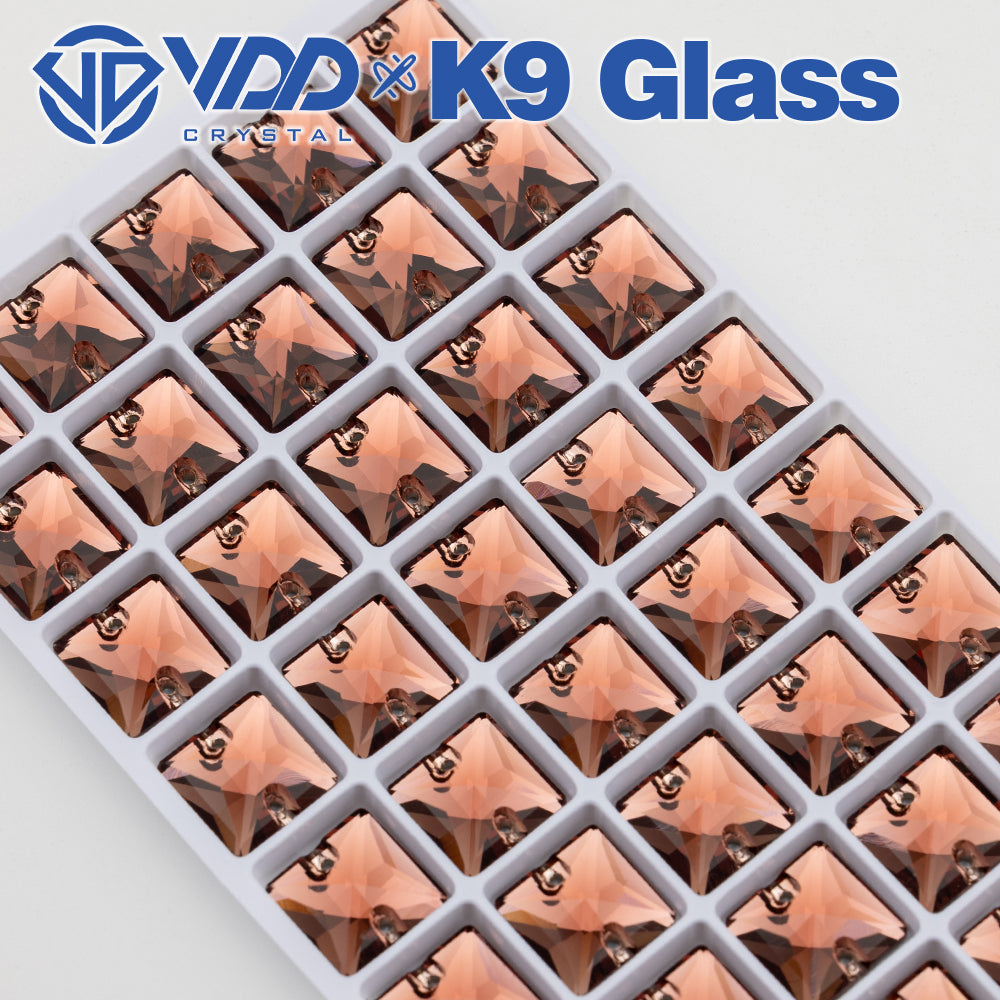 VDD S111 Wine Square Top Quality K9 Glass Sew on Rhinestones Crystal Flatback Sewing Stones for Clothes Decorations
