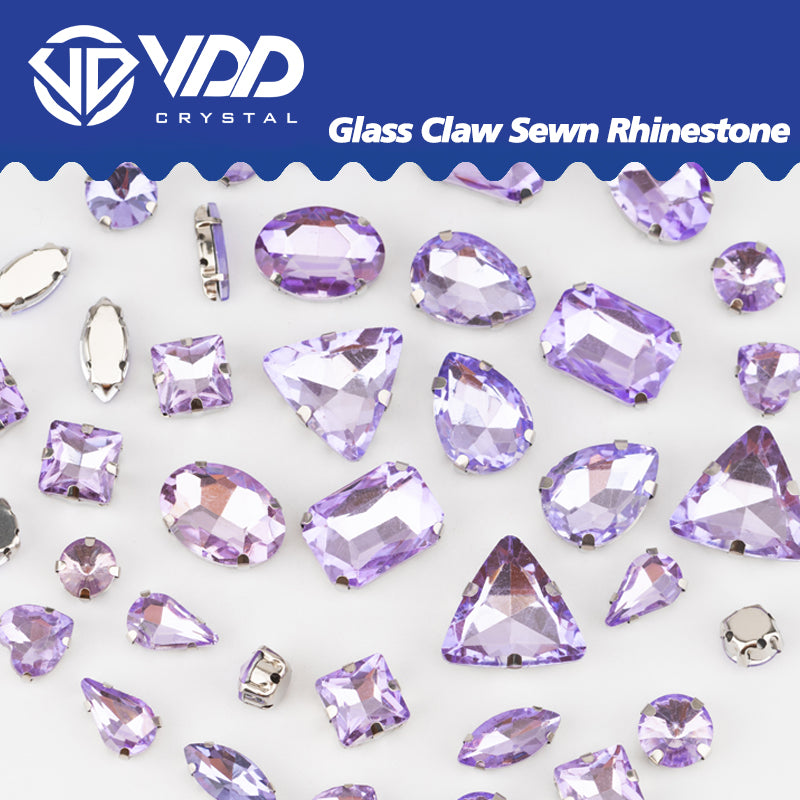VDD Violet Multi Shape Mix Size Glass Sew on Rhinestones Crystal Flatback Stones For DIY Shoes Accessories