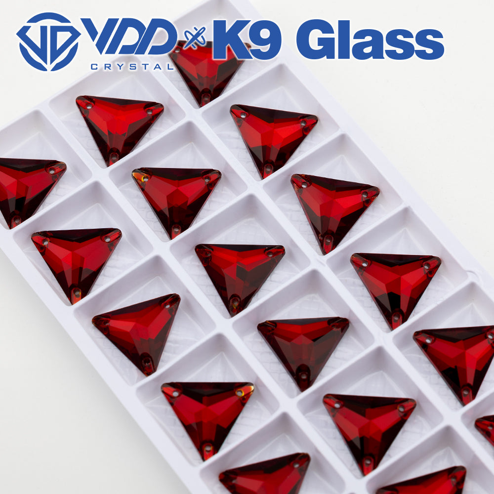 VDD S110 Garnet Triangle Top Quality K9 Glass Sew on Rhinestones Crystal Flatback Sewing Stones for Clothes Decorations